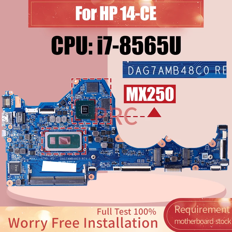 DAG7AMB48C0 pre HP 14-CE pre notebook základnú dosku i7-8565U MX250 L51763-601 L51766-001 Notebook HAINBOARD