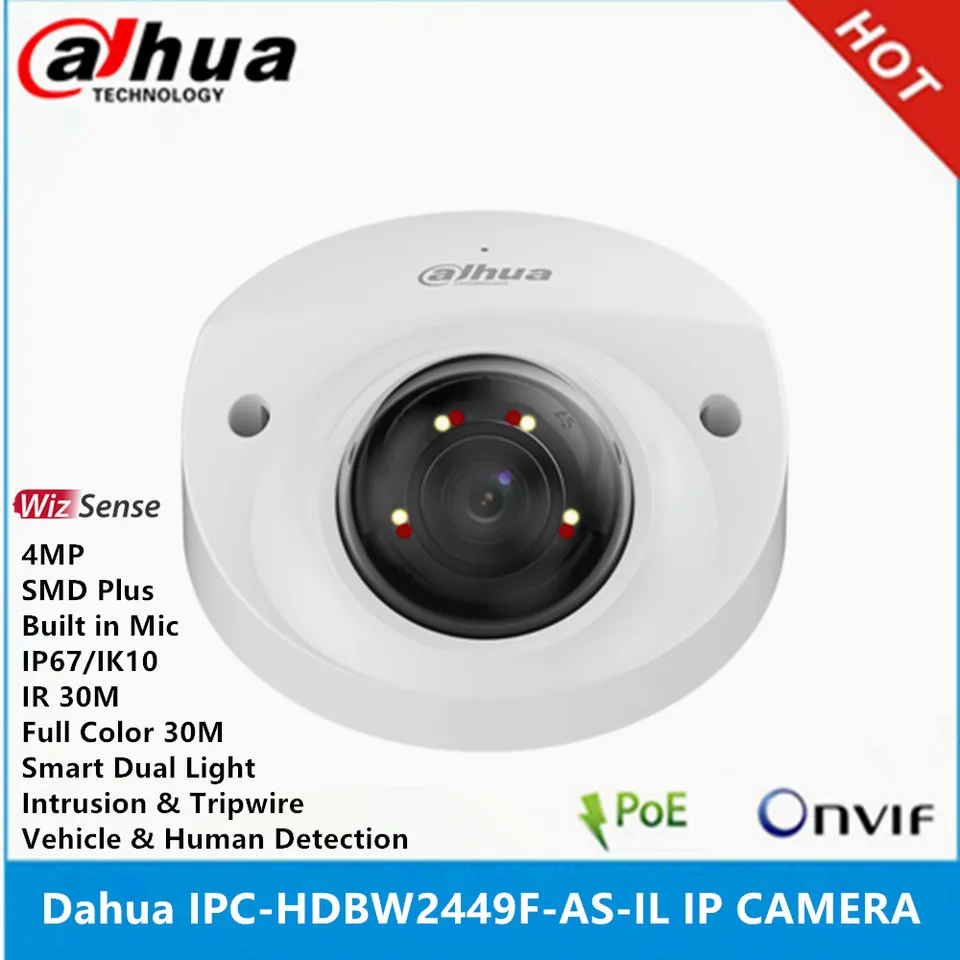 Dahua IPC-HDBW2449F-as-Il 4MP IR a Full Color IP67 IK10 Vstavaný mikrofón SMD plus Wizsense Nahraďte IPC-HDBW2431F-as-S2 IP fotoaparát IP