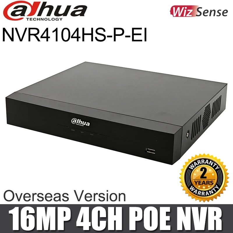 Dahua NVR4104HS-P-EI 16MP 4CH 4POE AI Wizsense NVR 4K Security Network Video Recorder Detecting rozpoznávanie SMD plus