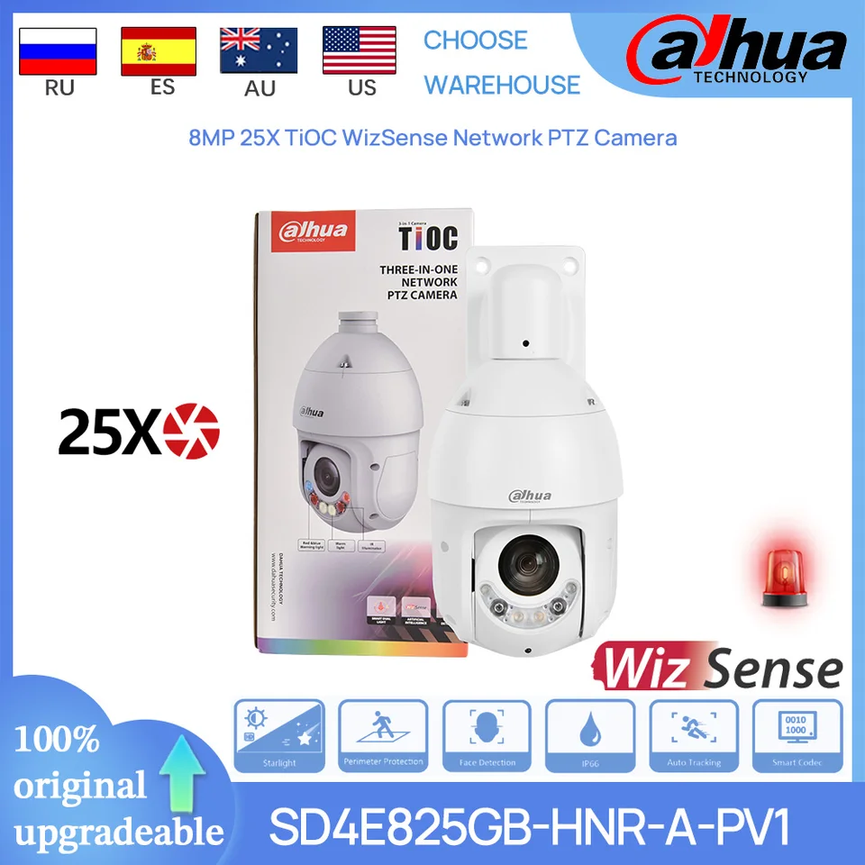 Dahua Original SD4E825GB-HNR-A-PV1 5-125MM 8MP 25X TIOC WIZSENSE FUROR COLOR NIEČO PTZ CAMERA SVETLO ZVUKOVANÉ VÝSTRAHA AUTOMOBILO Tracking Automatické sledovanie
