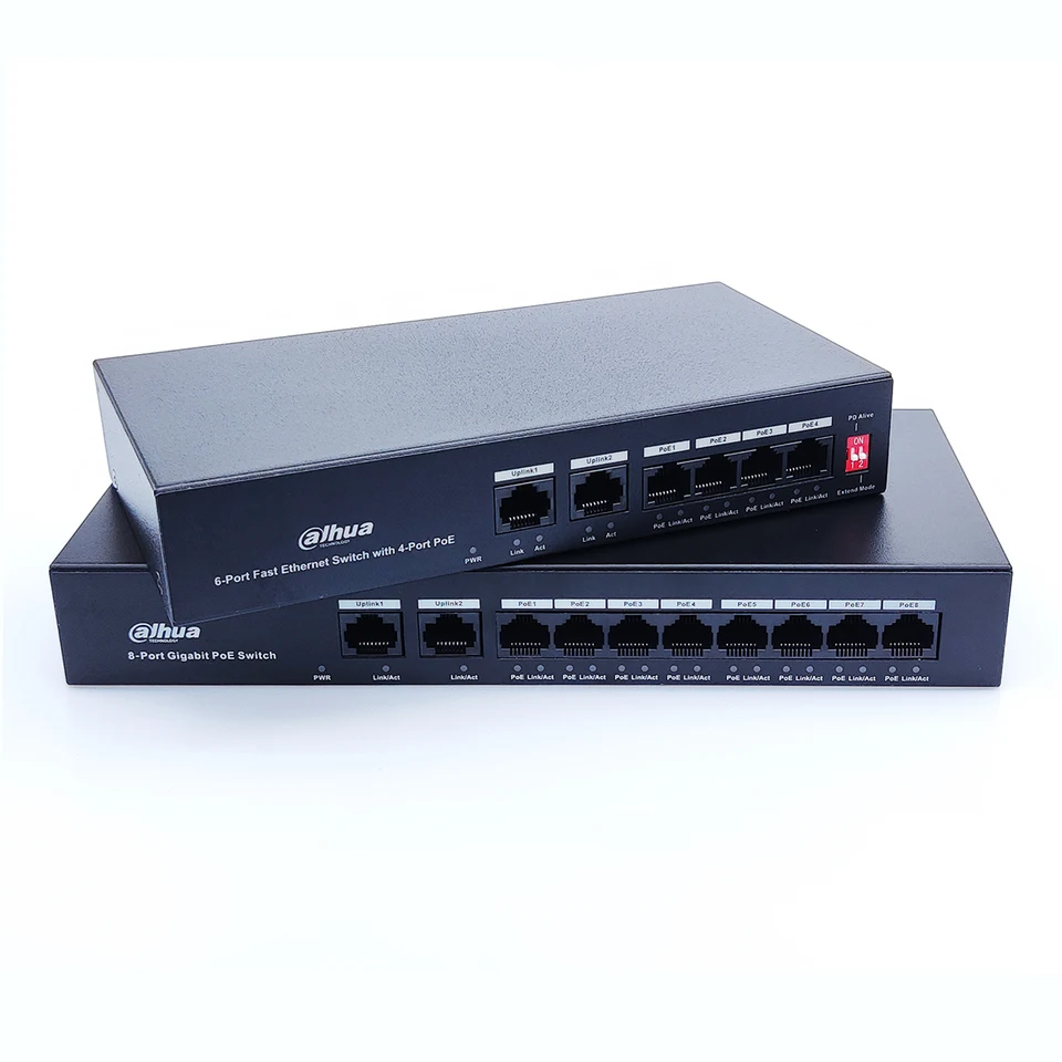 Dahua Poe Switch Gigabit 48V 4ch 8ch port Nespravený sieťový prepínač Ethernet pre IP kamerový systém