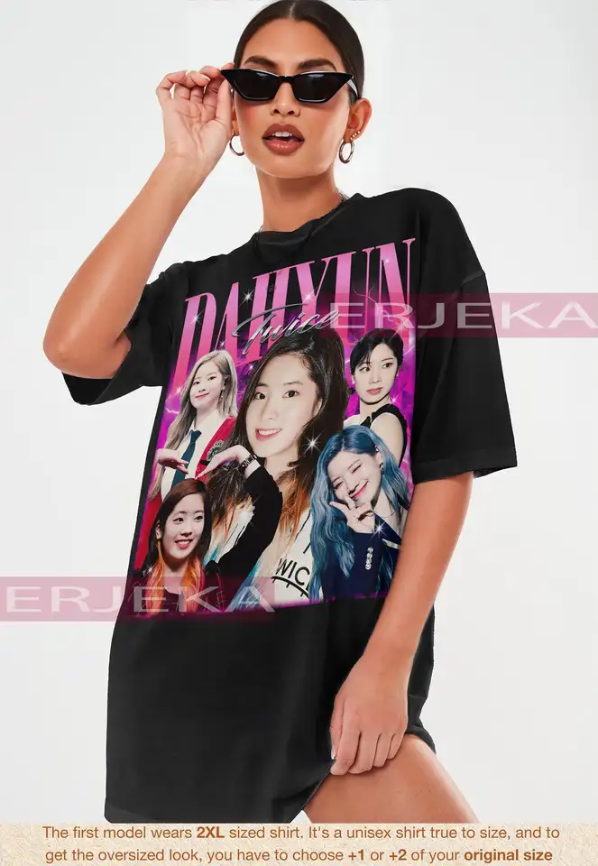 Dahyun Dvakrát vintage košeľa Kim da-hyun Hyun pocta Tshirt Band Band Fan Tees Retro 90s Sweater Merch Gift