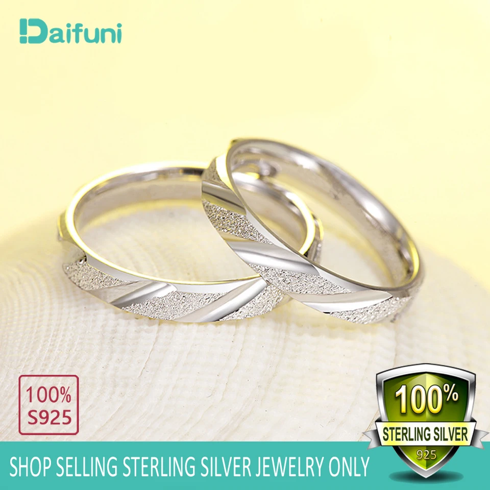 Daifuni 100% 925 Sterling Silver Simple Wedding Band Ring For Woman Men Engage