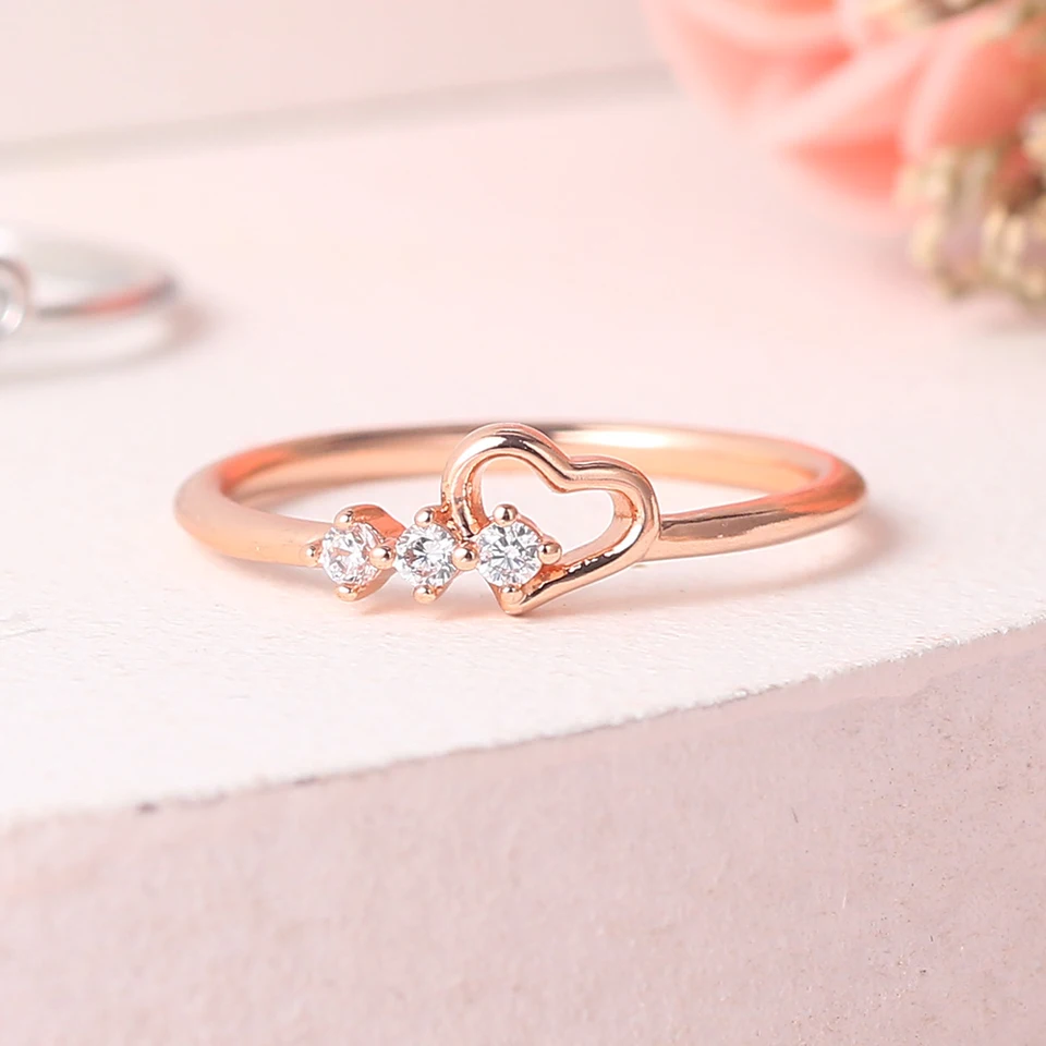 Dainty Ring for Women Jewelry Simple Cute Love Heart Cz Rose Gold Color Svadobná nevesta darček módne šperky Veľkoobchod R210