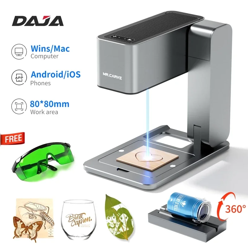 Daja C1 prenosný gravírovací stroj Woodblock plastový plastový PVC kožený list s kovovým kovom plne automatické pre domácich majstrov laser
