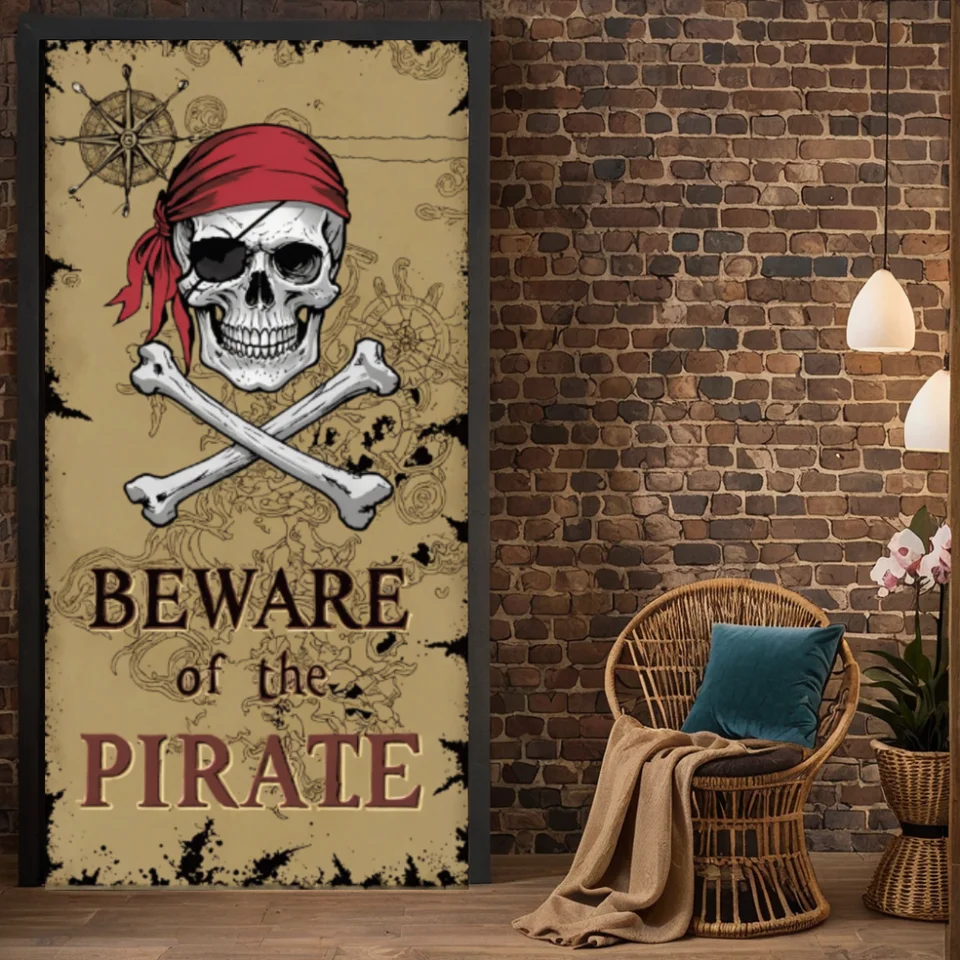 Dajte si pozor na Pirate Door Cover Cadrops pre fotografiu starý poklad detí narodeninové oslavy fotografické pozadie Photocall Photo Studio