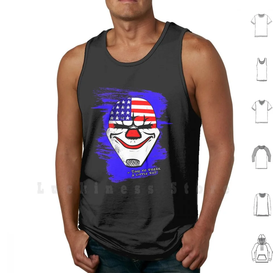Dallas Tank Tops Vesta 100% bavlnená výplata výplaty 2 lúpež Nathan Steele Dallas Houston Hoxton Chains Wolf Mask Clown