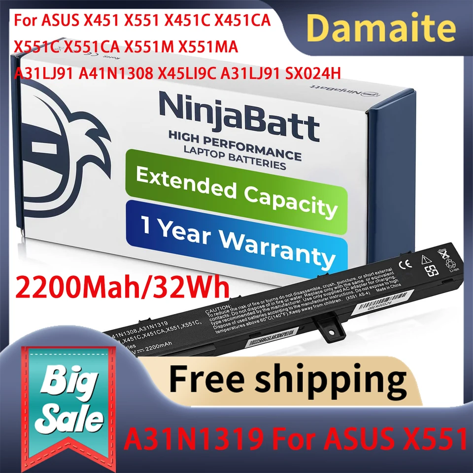 Damaite 4Cell 14.4V A31N1319 laptop batérie pre ASUS X551 X551M X551C A41N1308 X551MA D550 X551CA A31LJ91 X451 X451C