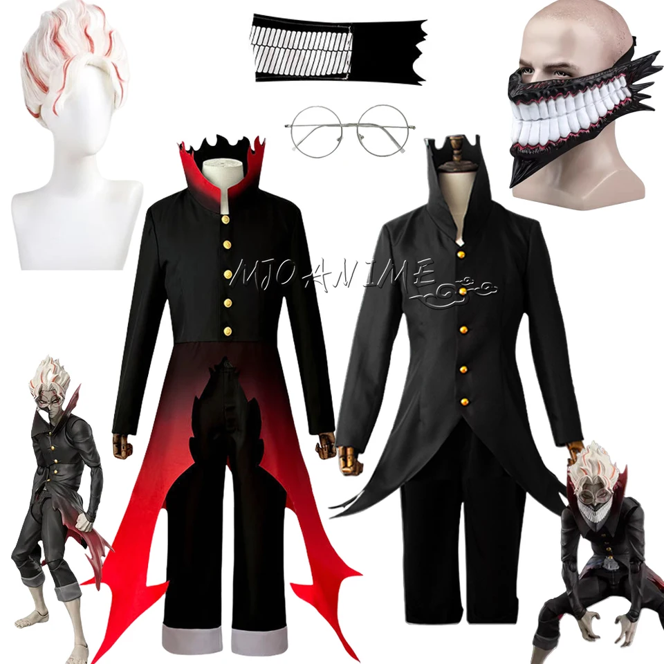 Dandadan Okarun Ken Takakura Cosplay kostým parochňa parochňa Turbo babičky Powers čierny golier uniforma kučeravé krátke vlasy halloween oblek halloween