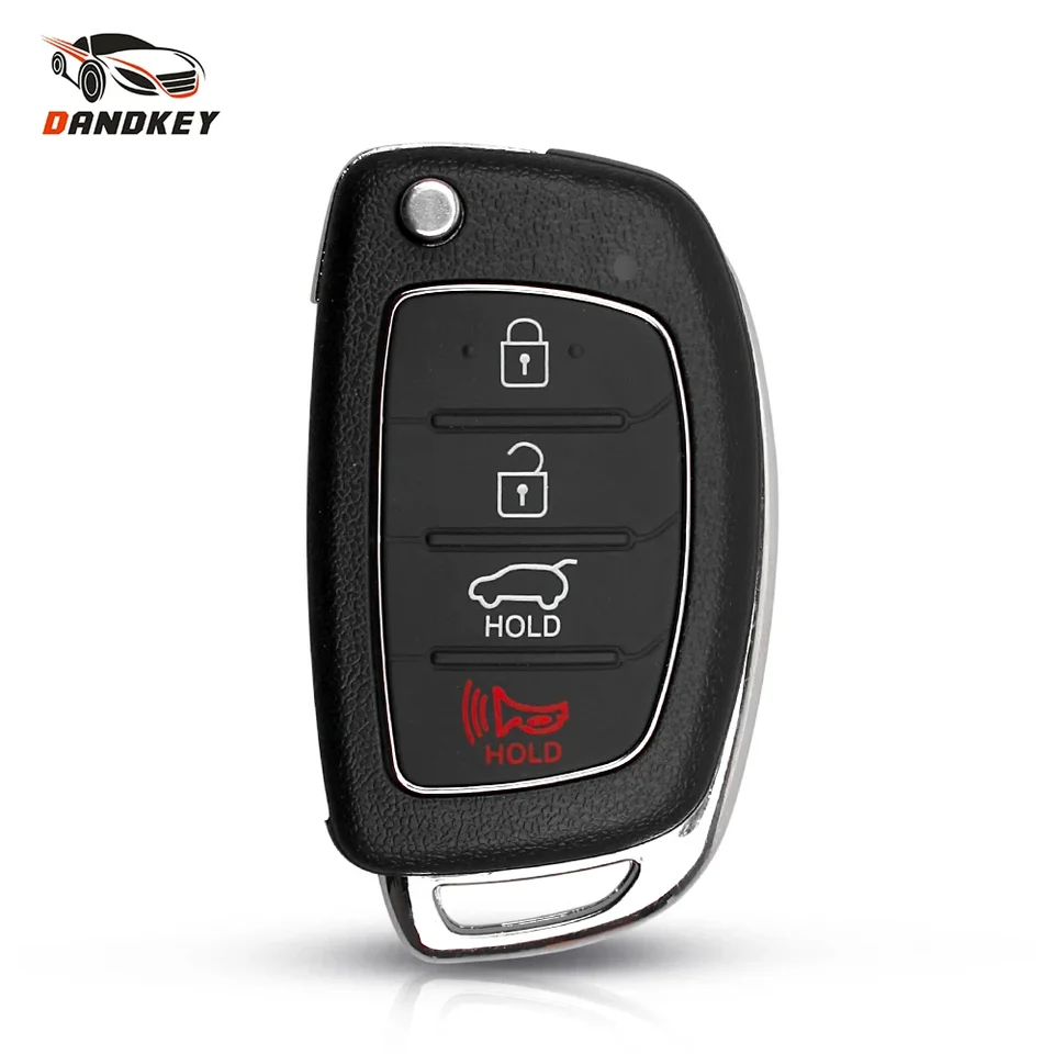 Dandkey Filp CAR STYLING Vzdialený kľúč Shell FOB puzdro pre Hyundai IX35 IX45 I20 Santa Fe New Verna Unut Blade 4 Button Key Shell