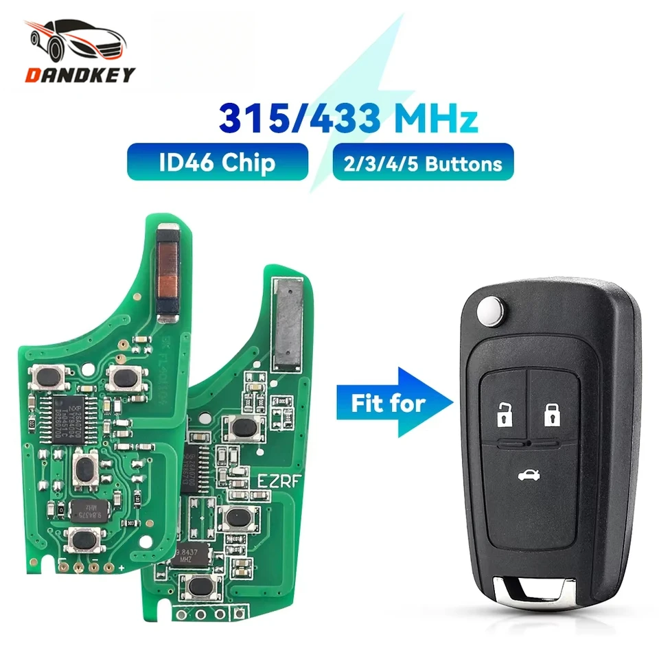 Dandkey pre Chevrolet Malibu Cruze Aveo Spark Sail pre Opel Vauxhall 2/3/4BTN 315/433MHz CAR DISTATE KEY ROZP.
