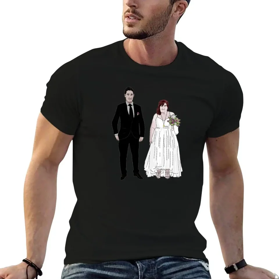 Danielle a Mohammed - Svadobný deň - 90 -dňové snúbencové tričko Roztomilé topy Vintage Graphic Tee Kawaii oblečenie pánske tričko