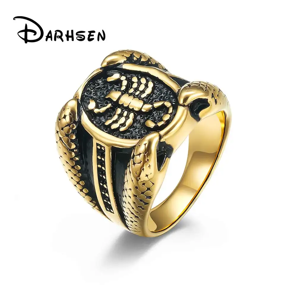 Darhsen Male Men Rings Scorpion Scorpion Silver Gold Color z nehrdzavejúcej ocele Výročie klenotníctva Darček pre darček 7 8 9 10 11 12