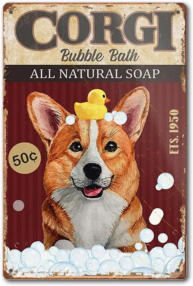 Darček DPHGQGK pre milencov Corgi Lovers Dog Corgi Company plagát Wall Art Coffee kaviareň kúpeľňa domácnosť dekor retro kov cínový znak domov