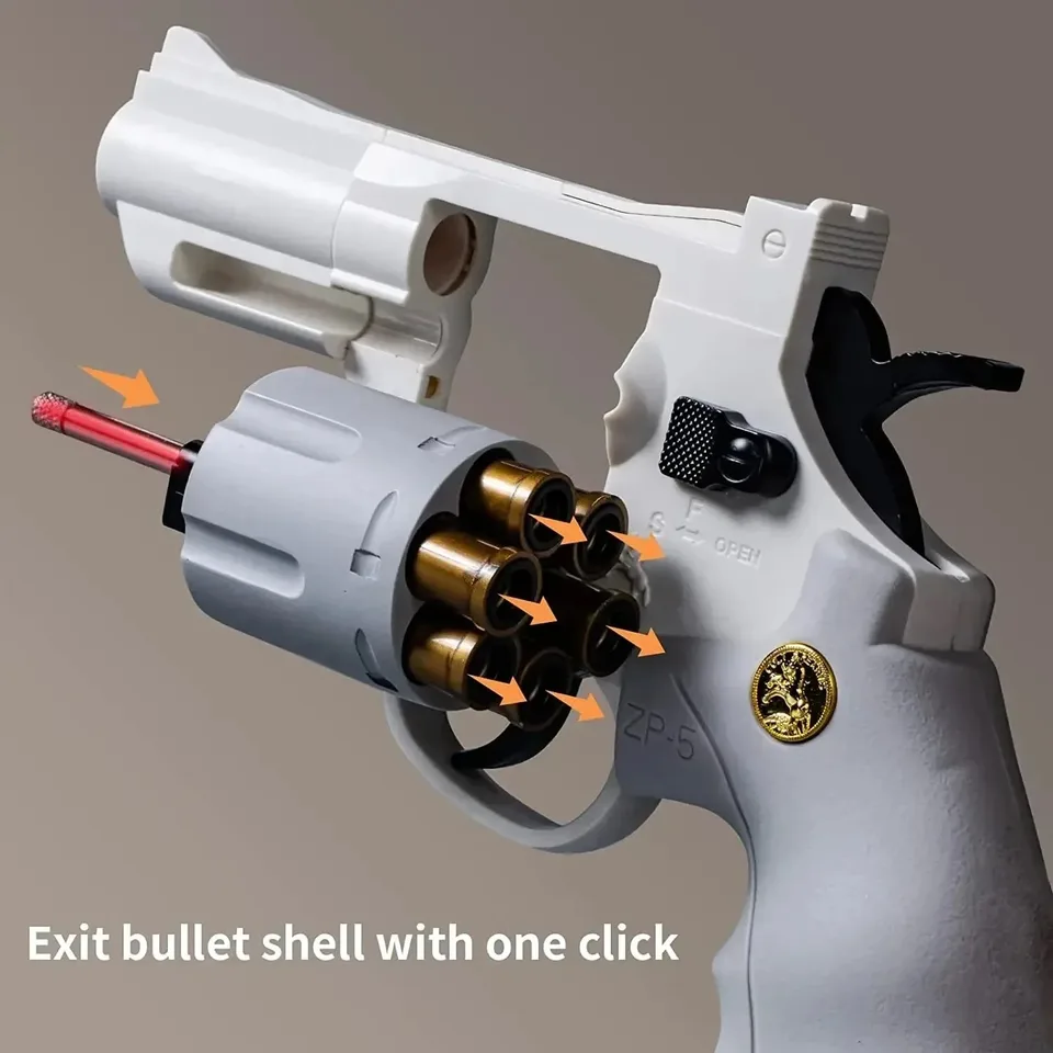 Darček k narodeninám pre deti dospelý kontinuálny paľba pištoľ ZP5 357 Revolver Launcher Soft Dart Bullet Toy Guns CS Outdoor Weapon