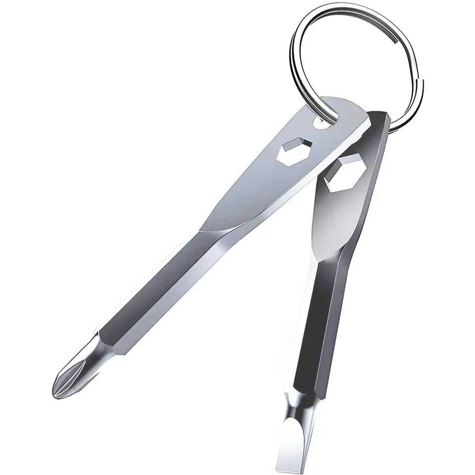 Darček pre skrutkovače Keychain Screwdriver Darček pre mužov, Stocking Stuffer, bit 4-v-1 skrutkovač s phillipmi, štrbinové a šesťhranné kľúče chladné gadgety