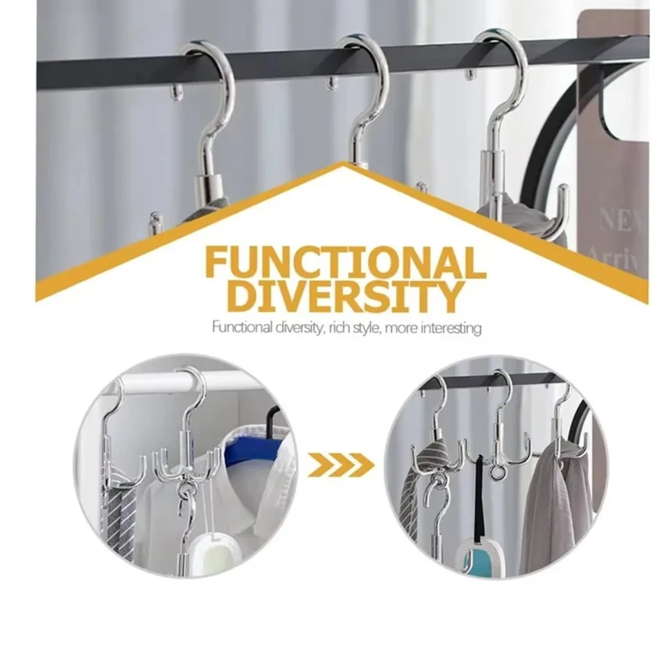 Darčeky Rotujúce 4-pazúrové odevy Hook Multifunkčný priestor šetrenie rotujúcich odevov háčiky Punch Free Coat Hanger