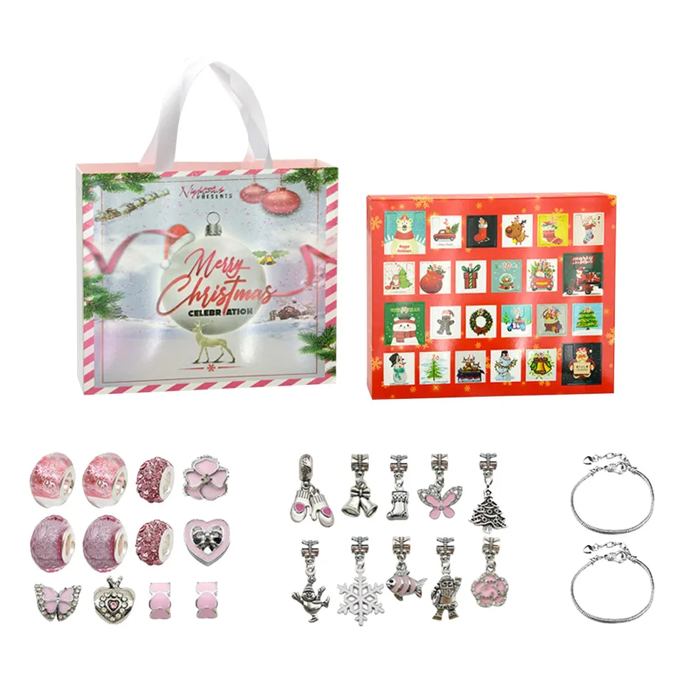 Darčeky vianočného adventného kalendára, DIY náramok výroby pre deti pre deti, 24-dňové vianočné odpočítavanie CALENDAR DIVERY