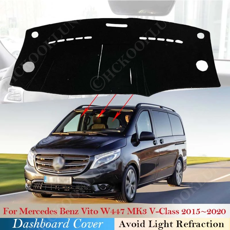 Dashboard Cover Dash doska koberec pre koberec pre Mercedes Benz Vito W447 MK3 V trieda Valente Metris 2015 ~ 2020 Sunshade Protect
