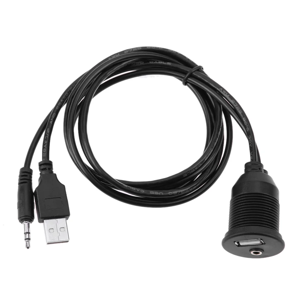 Dashboard Moto USB 2,0 3,5 mm m/f aux predlžovací kábel olovo