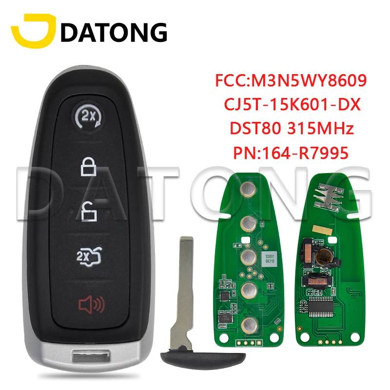 DATong World Car Key pre spoločnosť Ford Foucs C-Max Maverick Escape 2013-2018 M3N5WY8609 CJ5T-15K601-DX 315MHz DST80 HU101 DISTÁRNE Ovládanie