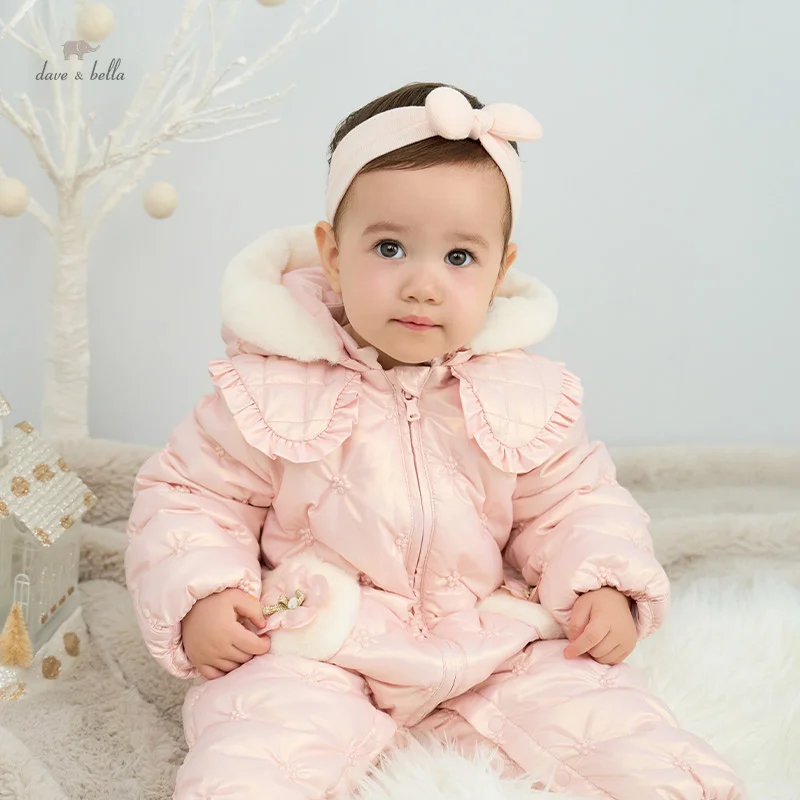 Dave Bella Baby Sbecksuit Novorodenec 2024 Nová jeseň zimná zimná dievčatá Dievčatá Dievčatá Cute Cute White Duck Down Warm DB4242514