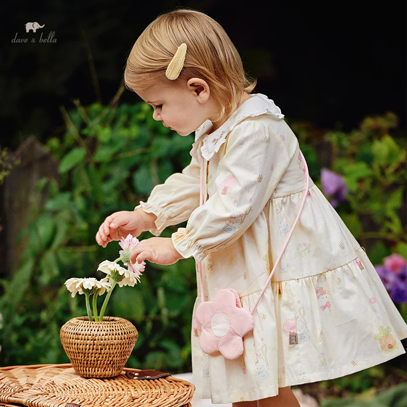 Dave Bella Girl's Princess Dress Kids Kids 2024 Nové jarné kúzlo sladké elegantné krásne módne príležitostné večierky Outdoor DB1247929