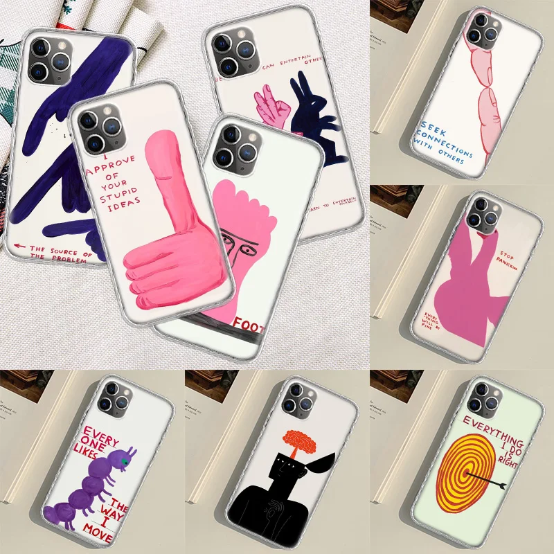 David Shrigley Visual Arts Telefón pre Apple iPhone 15 14 13 16 Pro Max Cover 11 12 Mini Fundas X XS Max xr 8 7 plus shell co