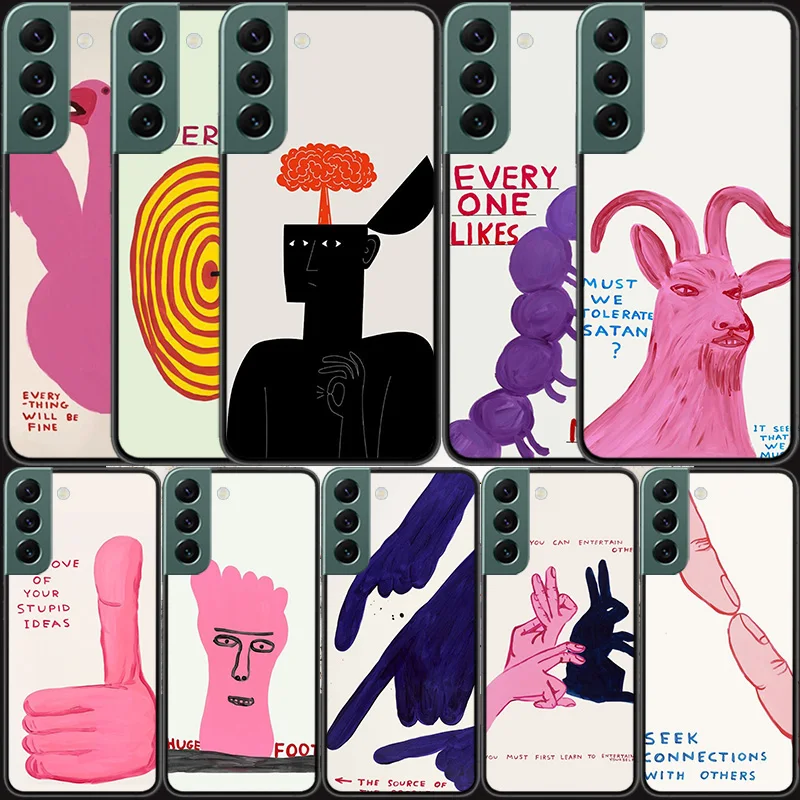 David Shrigley Visual Arts Telefón pre Samsung Galaxy S24 S22 Ultra S21 Plus S20 S23 S24 FE CASE S10 5G S10E S9