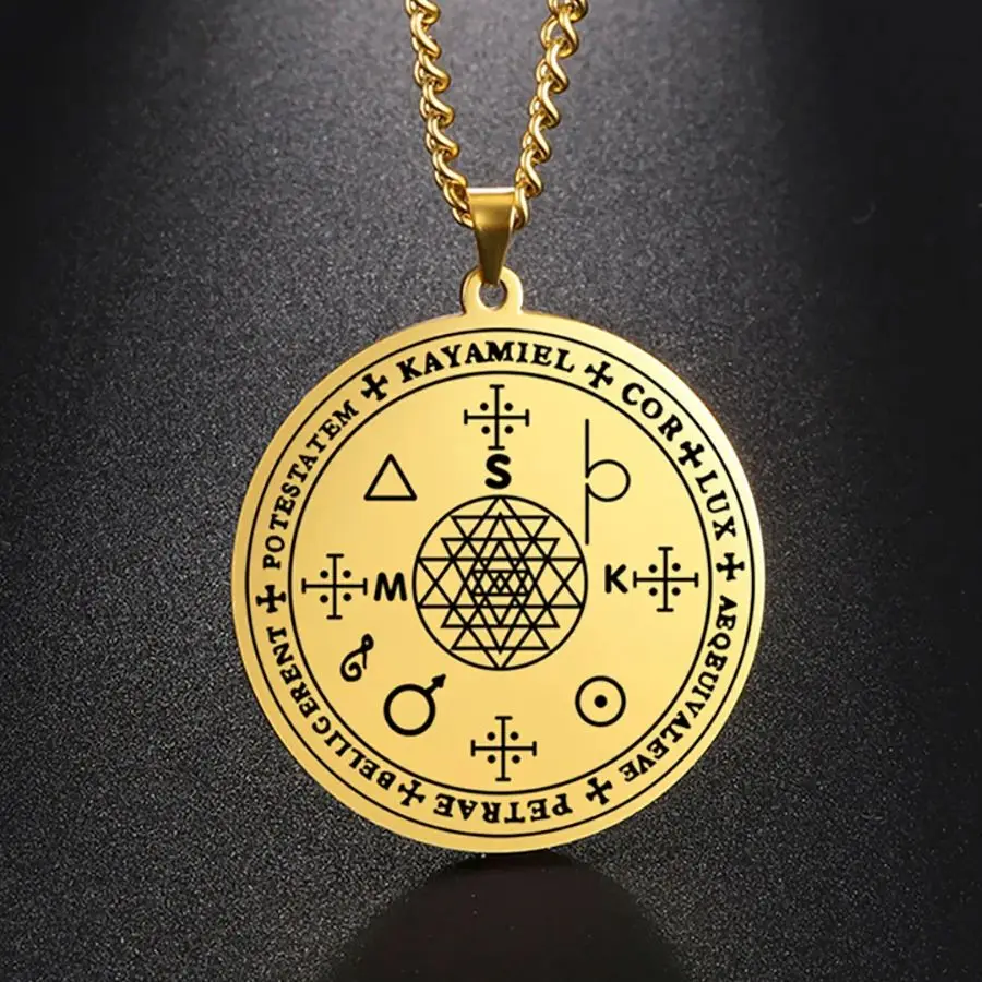 Dawapara Archanjel Kayamiel Men náhrdelník Solomon prívesok z nehrdzavejúcej ocele Amulet Amulet na prekonanie negatívnej bytosti
