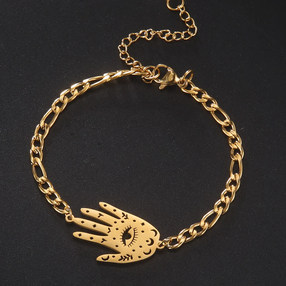 Dawapara z nehrdzavejúcej ocele Hamsa Fatima Ručne náramok Zlá oča Ochrana Ochrana Amulet Friendship šperky Men žien darček