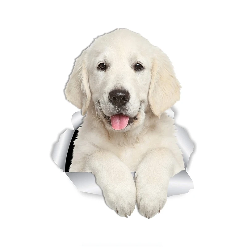 Dawasaru Nádherný zlatý retriever 3D nálepka pre psov pre auto prenosný batožinový batožinový chladničko Den dekor vodotesná hračka, 15 cm