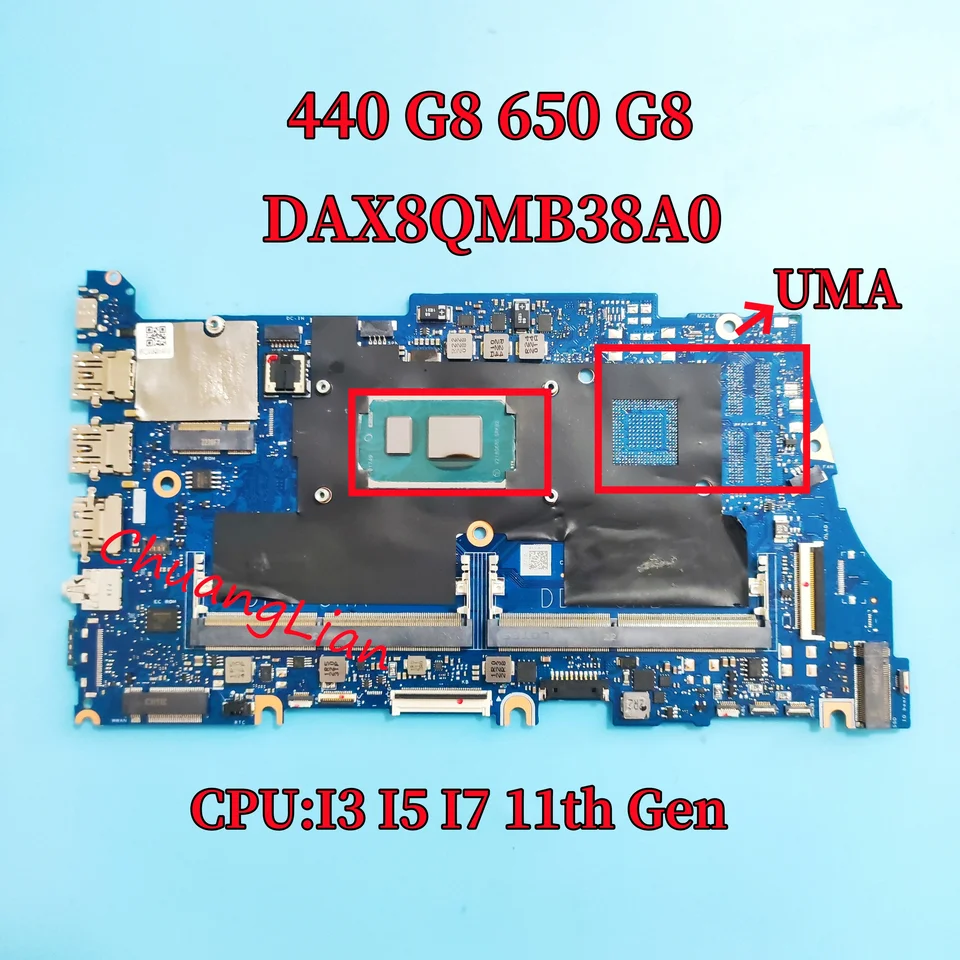DAX8QMB38A0 HAINBOARD pre HP Probook 440 G8 650 G8 LAPTOP ROZPORUČNOSŤ S I3 I5 I7 11. GEN CPU UMA DDR4 100% Plne testovaná.
