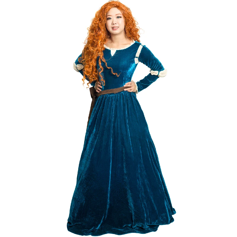 Dazcos Merida Cosplay kostým princezná princezná Ženy pre dospelé šaty Halloween Party Dlhý outfit Carnival Long outfit Stvorium kostýmy