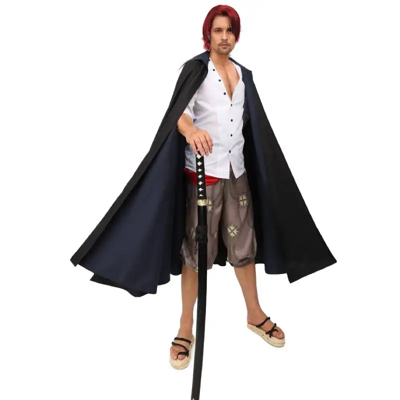 Dazcos Red Hair Shanks Cosplay kostým košele košeľa plášť Anime outfit Halloween Party Suits pre mužov