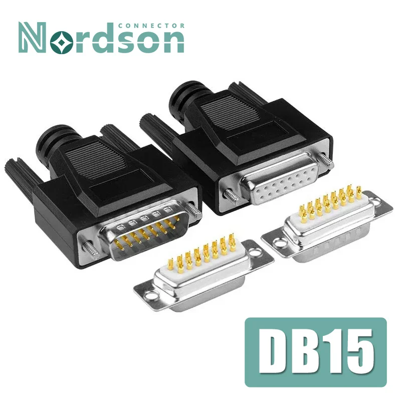 DB15 Mužský ženský konektorový adaptér 15pin DIY DIY 2-Row Spájka RS232 Sériový port Zláva
