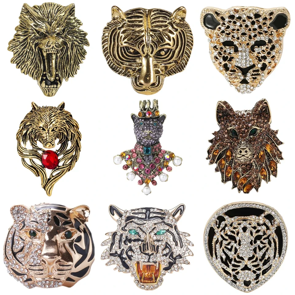 Dbinestone leopard pre ženy unisex tiger odznak vlk brošľ za kanceláriu Party Priateľ darčeky šperky doplnky