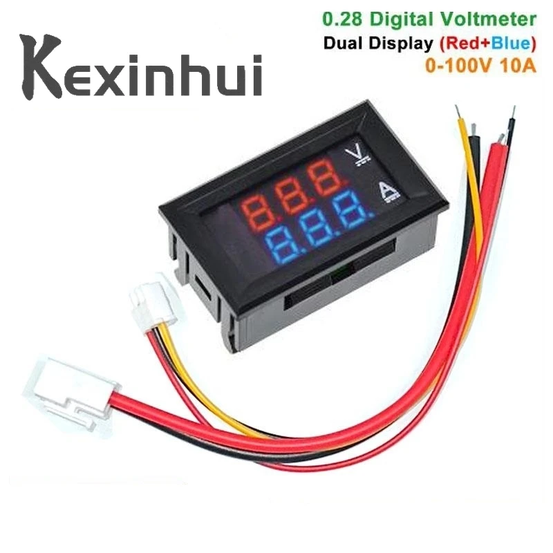 DC 0-100V 10A Voltmeter Ammeter Red+ Blue LED AMP Dual digitálny volt merač LED diódy LED dióda LED dióda Zobrazenie Amperemeter indikátor napätia napätia