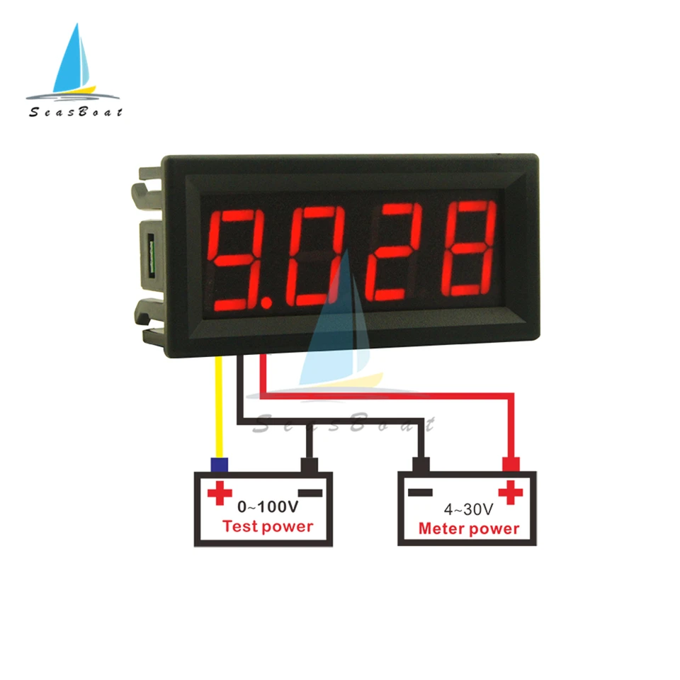 DC 0-100V 4-číslicové 0,56 palca digitálny voltmeter 3WIRE PARLEPLEPLIVE PANEL