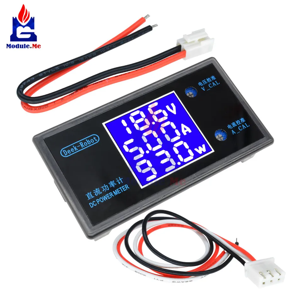 DC 0-50V 0-5A 0-250W 3 LED digitálny voltmeter ammeterový meter s nastaviteľným napätím Prúdový prúdy detektora WATT s káblami s káblami