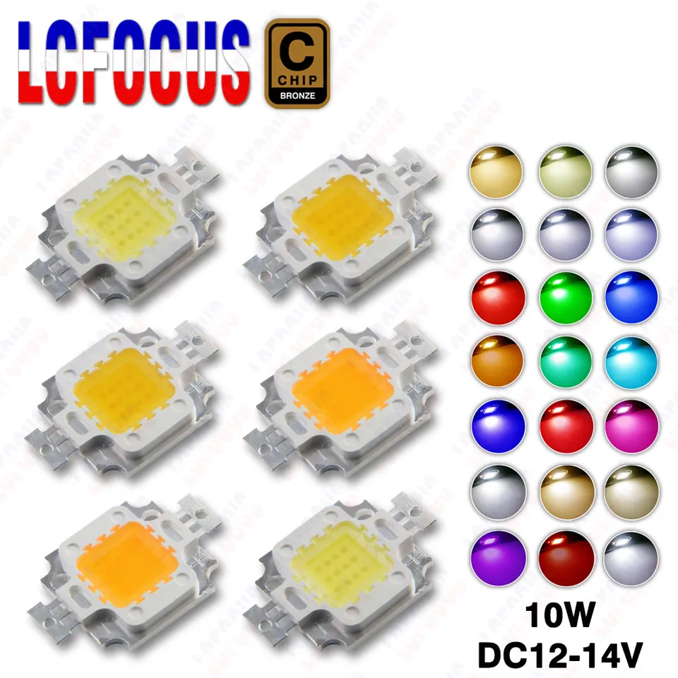 DC 12V - 14V 10W Teplá studená biela červená zelená modrá žltá LED čip COB Diodes