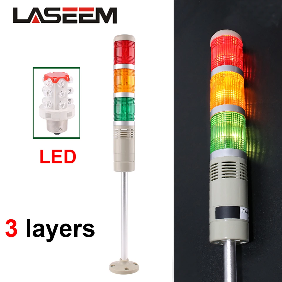 DC 12V 24V 110V 220V Priemyselná veža Signál VAROVANIE STALNÉ FLASE LIGHT LGP-505 LED indikátorka LED s bzučiakom