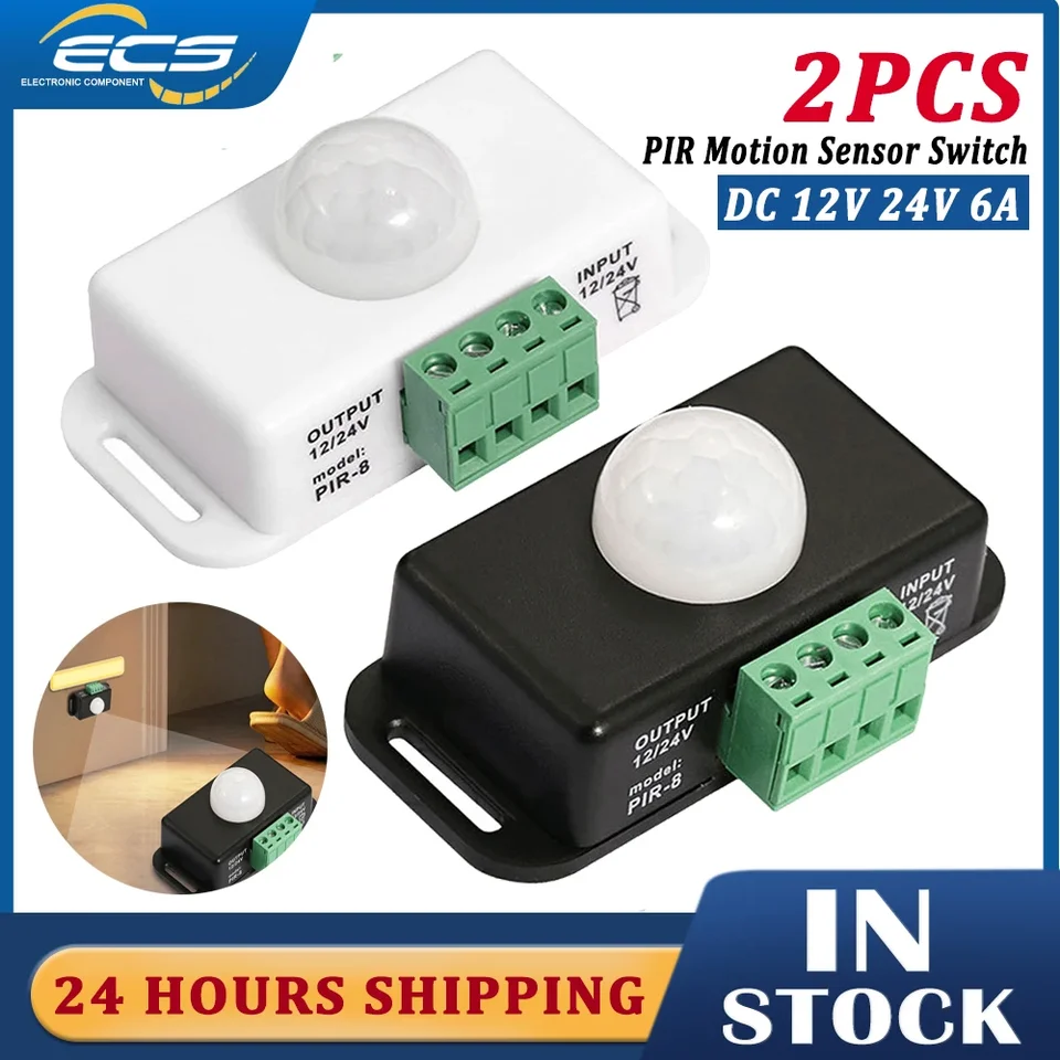 DC 12V 24V 6A Infračervený spínač snímača snímača pohybu PIR Automatické nastavenie spínača snímača snímača pohybu PIR pre LED pásové svetlo