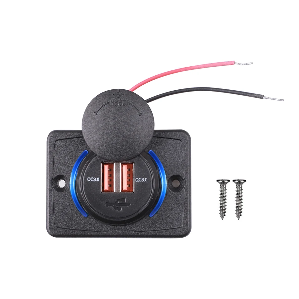 DC 12V 24V QC3.0+PD USB Port nabíjačka LED svetlo objímka adaptéra Panel Panel STREKOVÁ NASTAVENIE Rýchla nabíjačka QC3.0 TYP C PD USB SOCKET