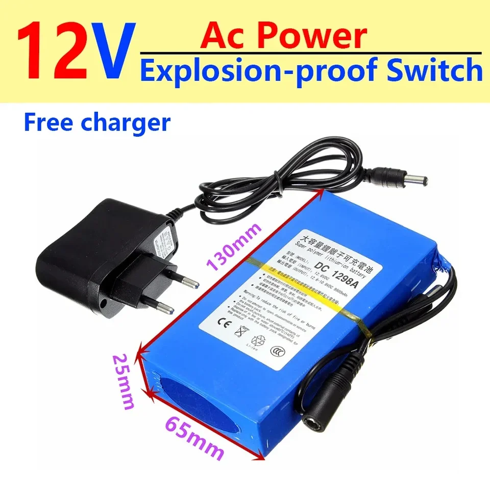 DC 12V 3000-20000MAH lítium-iónovej nabíjateľnej batérie, vysokej kapacitnej nabíjačky striedavého prúdu s prepínačom v USA/EU