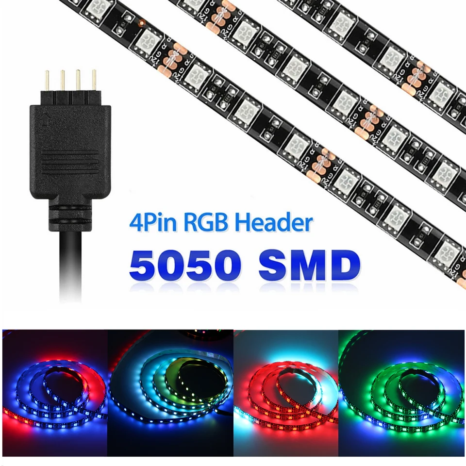 DC 12V 4PIN SMD 5050 RGB LED pásové svetlá pre moddovanie počítača počítača 4pin hlavičky ARGB kompatibilné s Asus aura asrock