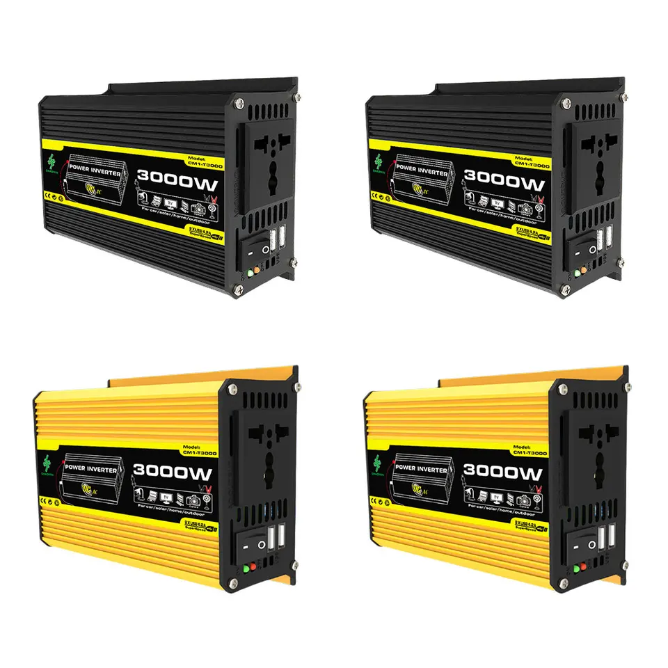 DC 12V až AC 110/220V Intelligent Power Inverter Dual USB Transformátor vozidla 3000W Vozidlo Inteligent pre RV Caravan