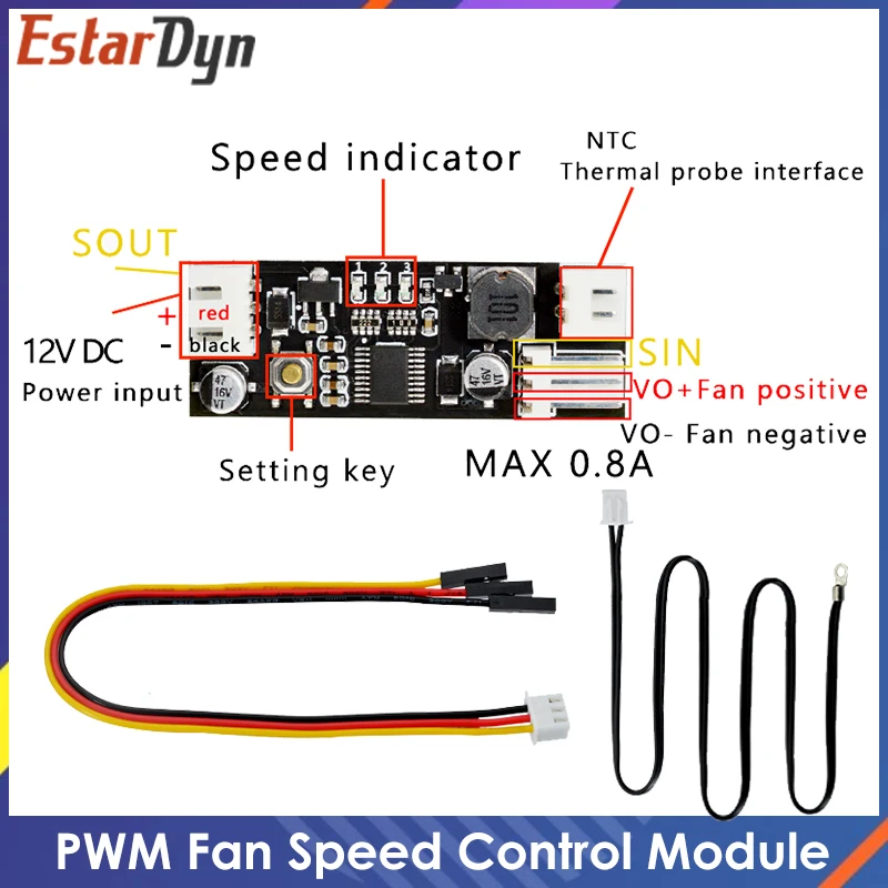 DC 12V PWM Speed ​​Ovládač VENTRÁLNEJ SPRÁVA Rýchlosť