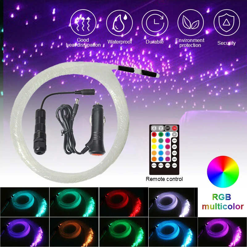 DC 12V Twinkle Fiber Optic Star Stropy Súprava RGBW Roof Star Light Bluetooth App Hudobná kontrola automobilu hviezdna obloha stropná žiarovka