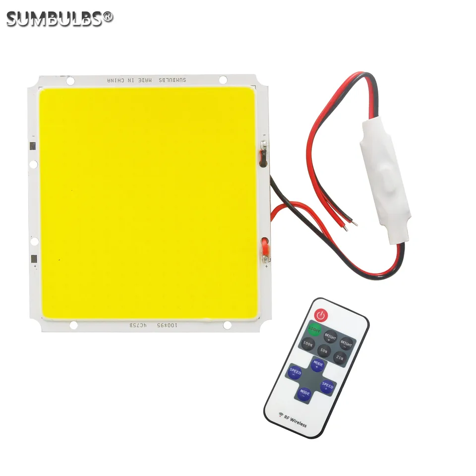 DC 12V Vstup 100x95mm 50 W COB LED Panel Light Light Svetlá pre LED žiarovka Teplá studená biela matrka Žiarovka s RF Diaľkovým stmievačom